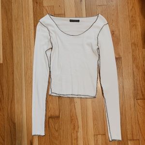 Brandy Melville inside out white long sleeve top!